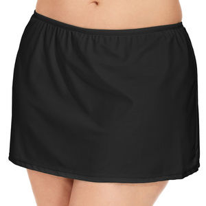 Island Escape Plus Size Solid Swim Skirt Black 24W